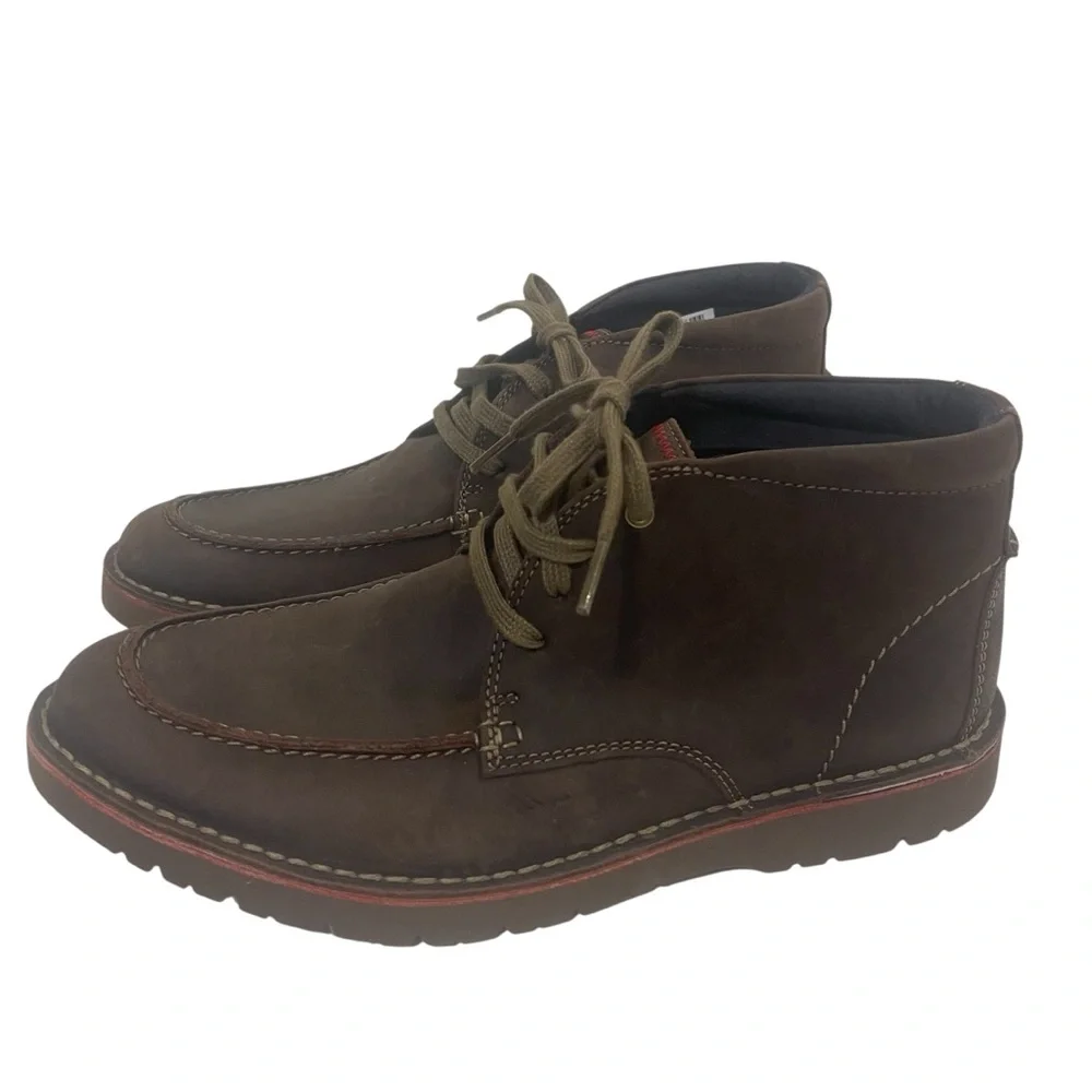 Men's CLARKS Vargo Rise Brown Leather Ankle Boots Like New